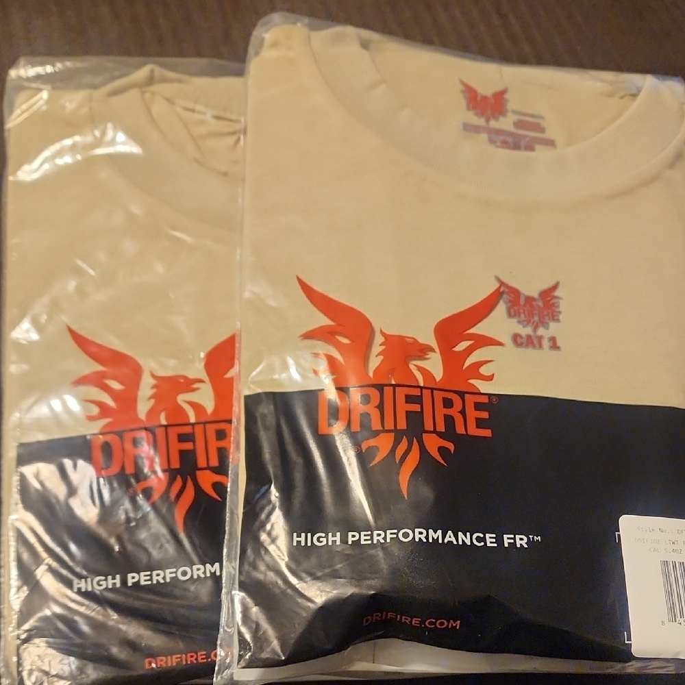 2 Mens DRIFIRE FR Long Sleeve Base Layer Work Shirts, Size L